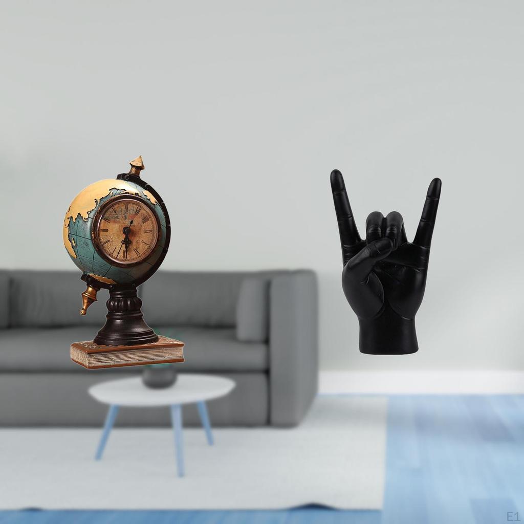 Hand Gesture Figurine Statue Table Clock Creative Art Craft Ornament for Shelf Office Bedroom