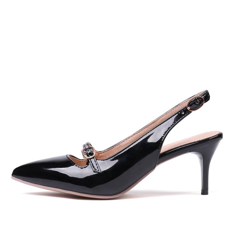 Letní dámské sandály Velká velikost 45 Červené Nude Podpatky Lodičky Módní Špičaté Slingback Nazouváky Párty Kancelář Svatba Boty Dámské