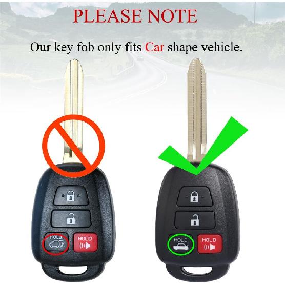 MechanMagic Key Fob Remote Replacement Fits for Toyota Corolla 2014 2015 2016 2017 2018 /Camry 2014-2017/Tacoma 2016-2018 HYQ12BDM Keyless Entry
