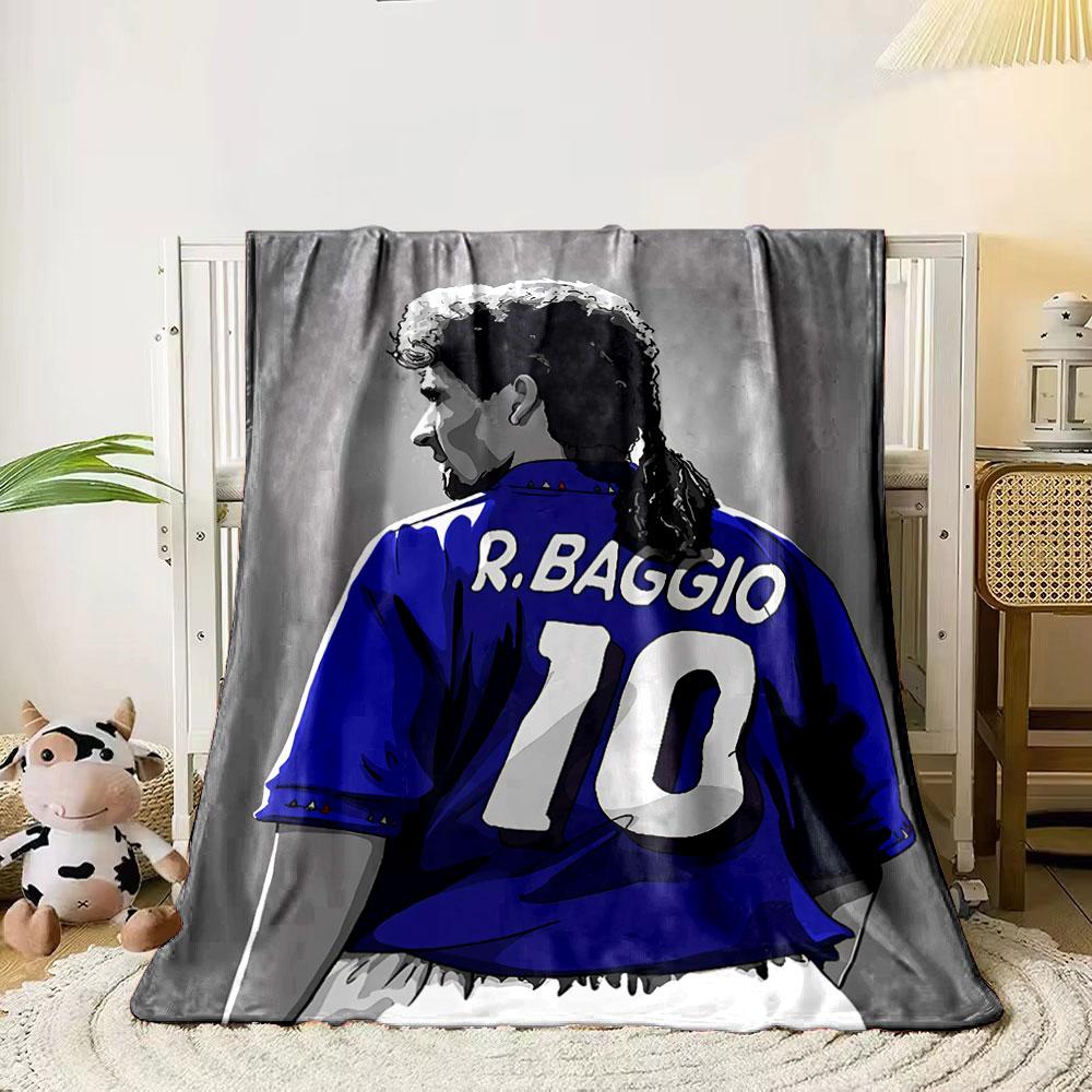 

A blue sports jersey with R. BAGGIO and number 10 on the back. for all seasons blanket lunch break throw gift 80cm x 120cm