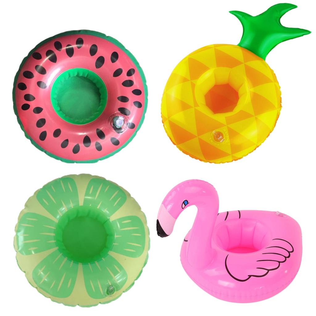 EU SOU Mini Floats, Drink Holder, Cup Holder Coaster with Animal and Fruit Designs, Perfect for Pool, Beach, Water Play, Bath, and Beach Trips (Set
