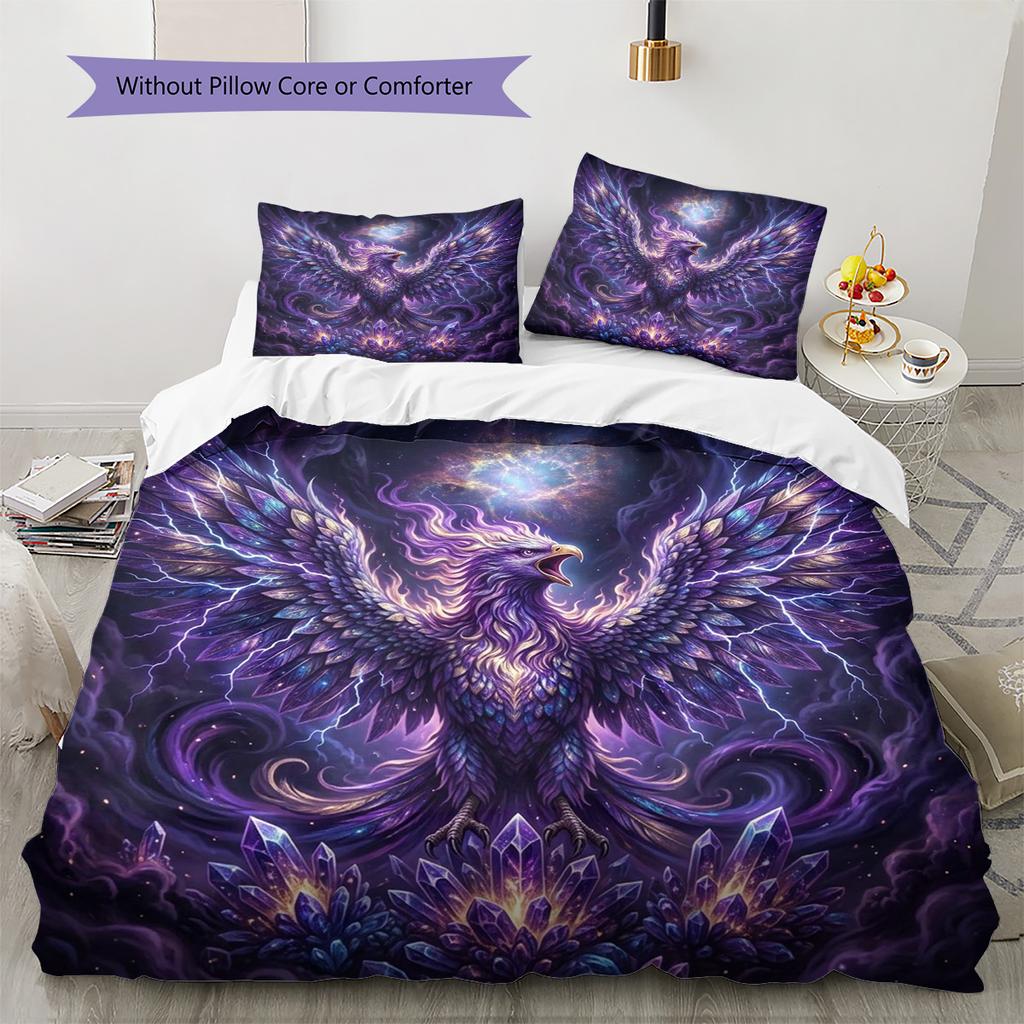 Phoenix Pattern Bedding Quilt Set Quilt Cover Pillowcase Home Decoration Birthday Gift (1 * Duvet Cover + 2 * Pillowcase, Without Core)