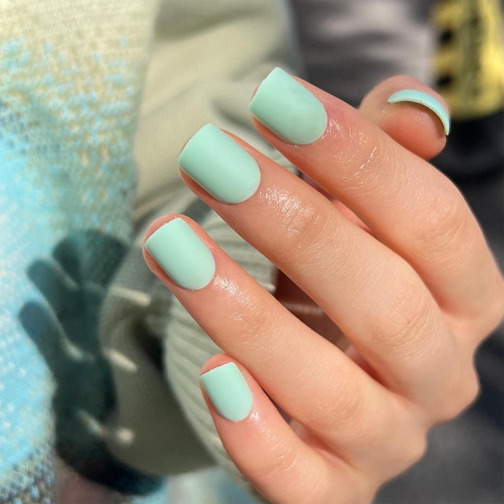 Frosted Removable Wearable Square Manicure Nail Tips Stickers in Solid Colors