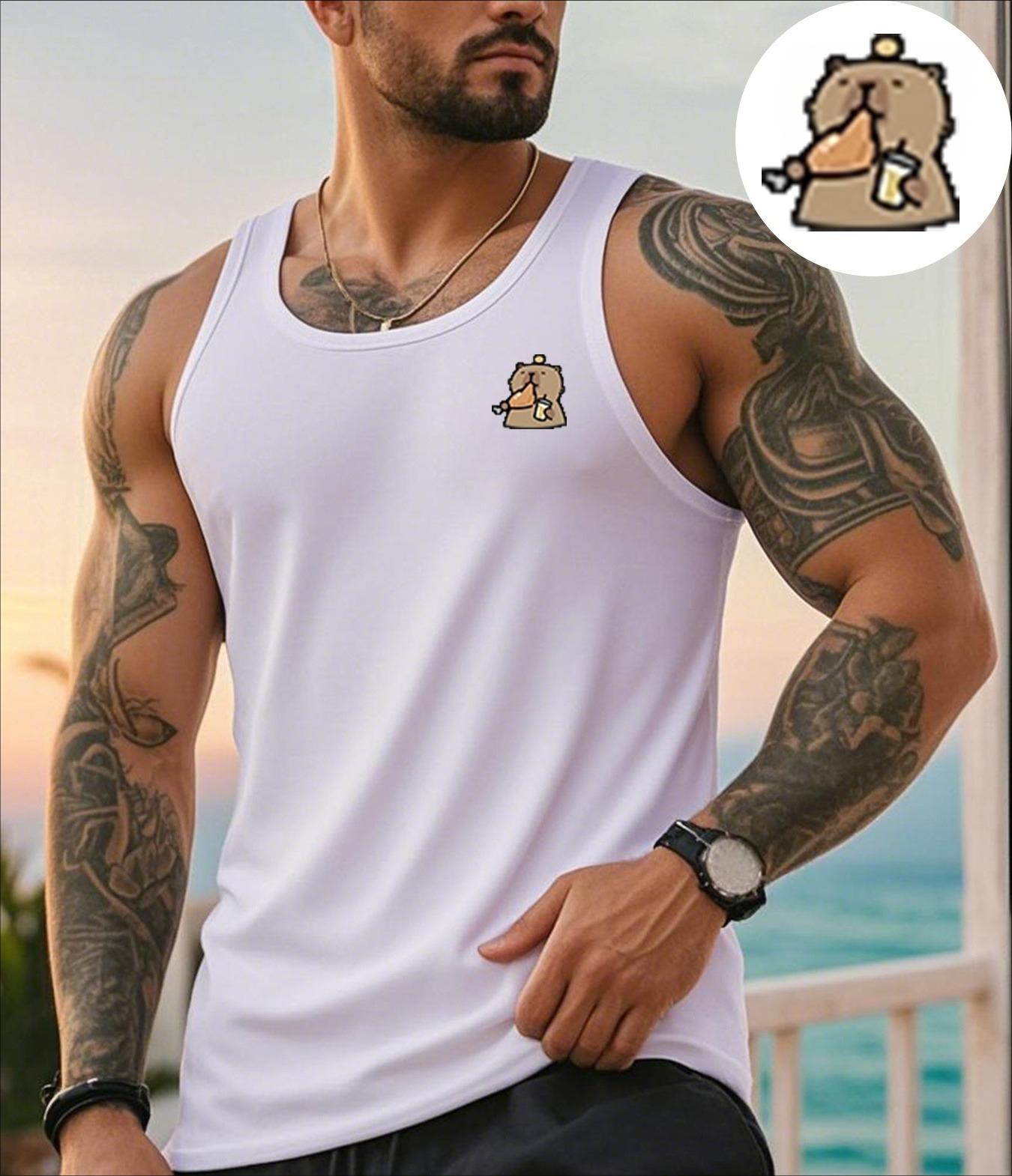 Мужская безрукавка из полиэстера, устойчивая к складкам, прочная и удобная, идеально подходит для лета XXL белый