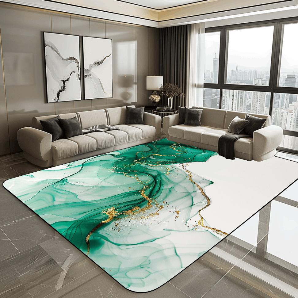 Covor Modern 3D pentru Living, Luxos, cu Decorațiune Aurie, Covoraș de Podea pentru Hol, Zona Sofa, Covor Abstract, Dormitor, Dressing, Covor Moale, Antiderapant