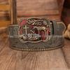 Retro Square Red Drip Oil Cowboy Casual Embossed Leather Unisex Bag