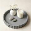 Round Decorative Tray for Coffee, Dining Table, Countertop, 3D Printed Scalloped Edge Serving Tray for Farmhouse, Kitchen, Home, Living Room