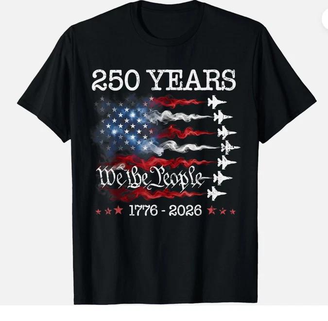 Vintage 250 Years 17762026 Flag Usa Fighter Jets 4th July Tshirt S