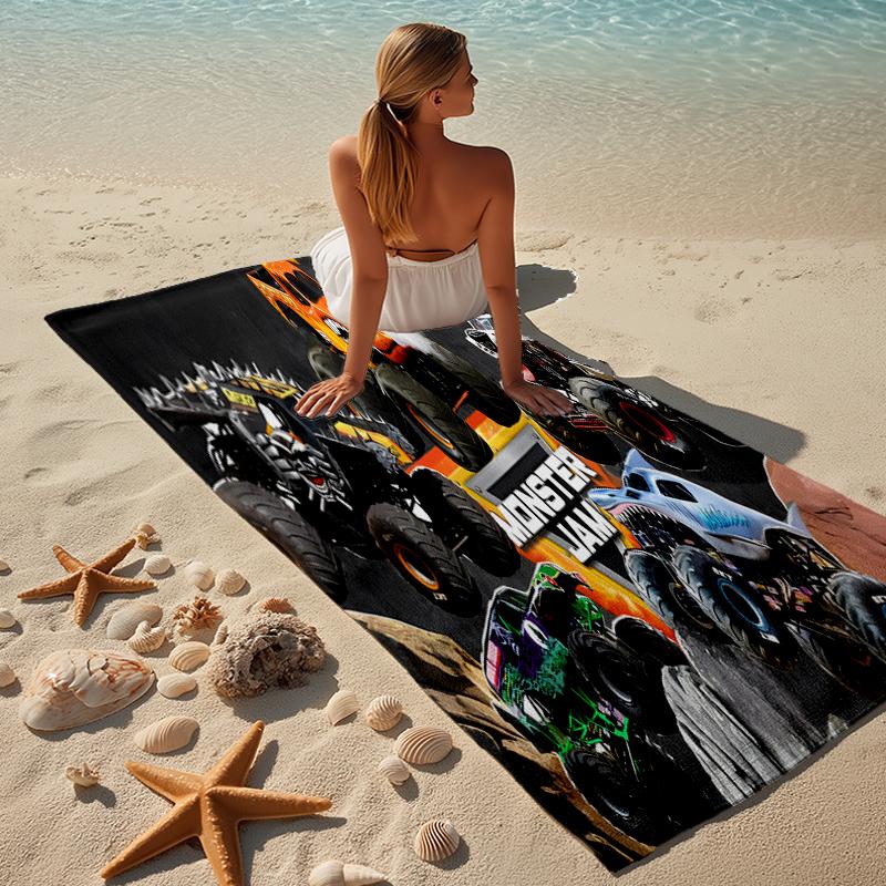 Beweis Strandtuch mit einem Monster Jam Muster - weich, saugfähig, schnelltrocknend, maschinenwaschbar - perfekt zum Schwimmen, Camping, Baden