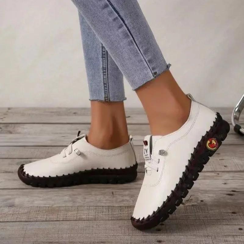 Damen Ballerinas 2024 Neu Orthopädische Slipper Damen Mokassins Genäht Slip-on Ballerinas für Damen Schuhe für Krankenschwestern Medizinisch
