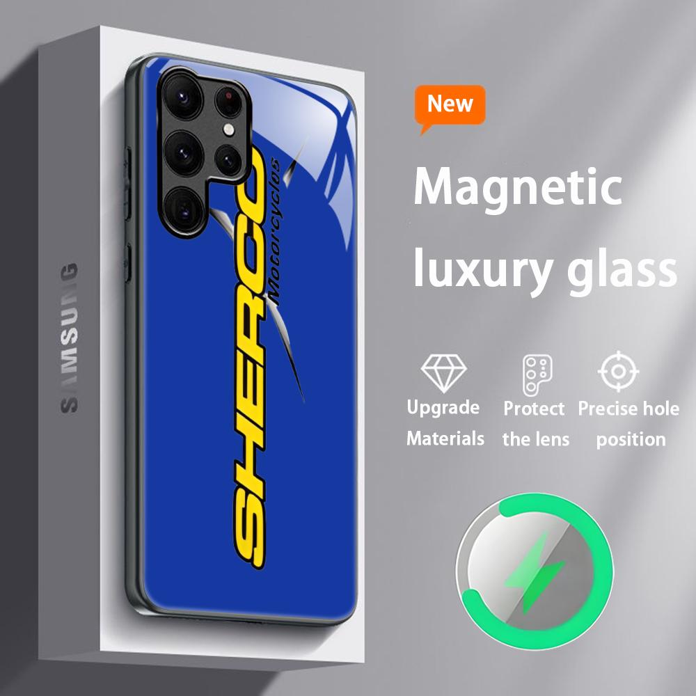 

Hot S-She-rcoES Brand LOGO Phone Case For Samsung S26 S25 S24 S23 S22 S21 S20 Plus Ultra Glass Magnetic Case Galaxy S24 Ultra