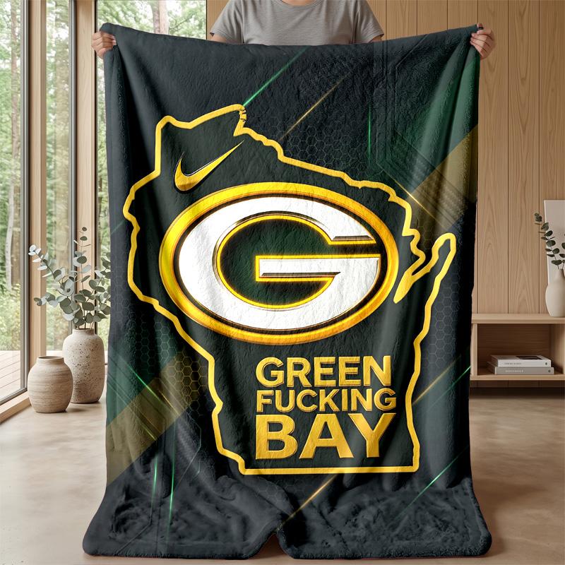 Green Bay Packers Flannel Fleece Blanket Cozy Warm Throw Blanket For Couch Bed Travel All Season Use