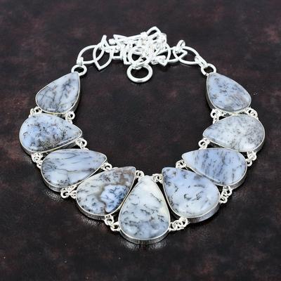 Collier d'opale Dendrite fait à la main, bijoux élégants, collier en argent Sterling 925, bijoux en pierres précieuses véritables, chaîne réglable, cadeau pour mariée