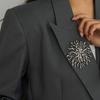Silver Sun Goddess Brooch Gold Color Coral Brooch Exquisite Metal Geometric Pin  Women