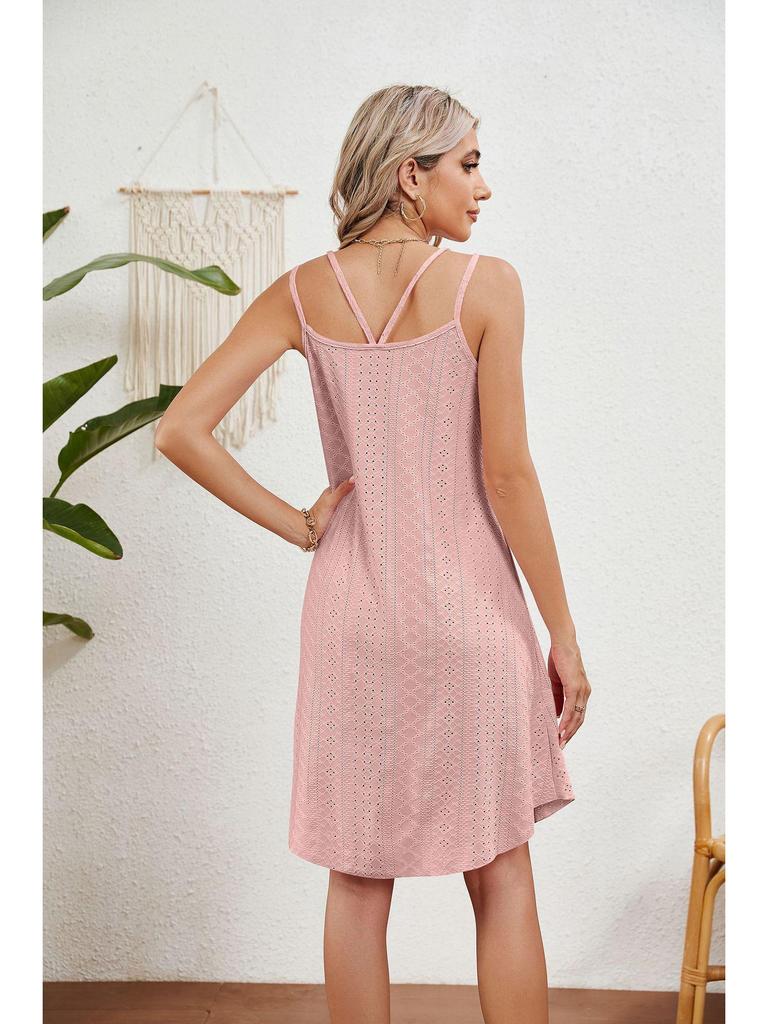 2024 Summer Solid Color Spaghetti Strap Sleeveless Dress