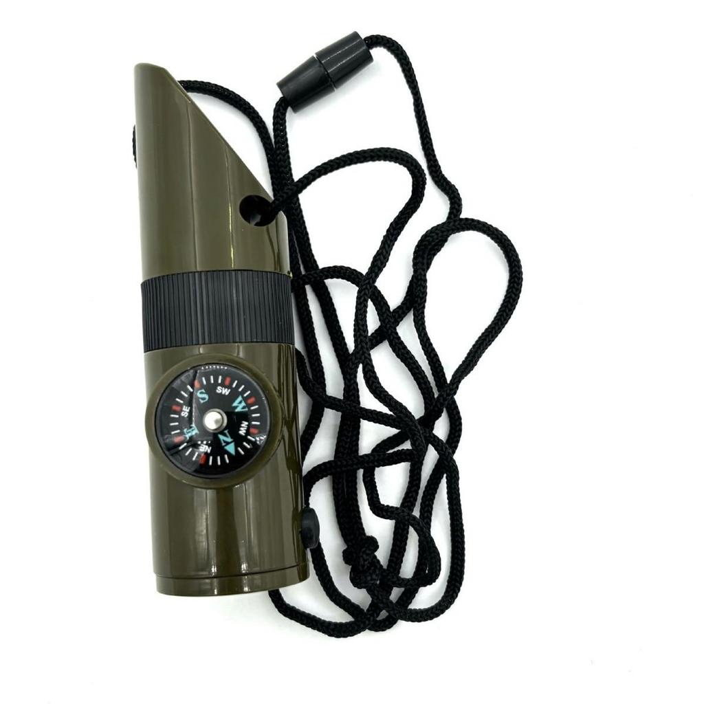 7-in-1 Outdoor Survival Whistle: LED Light, Thermometer, Compass & More