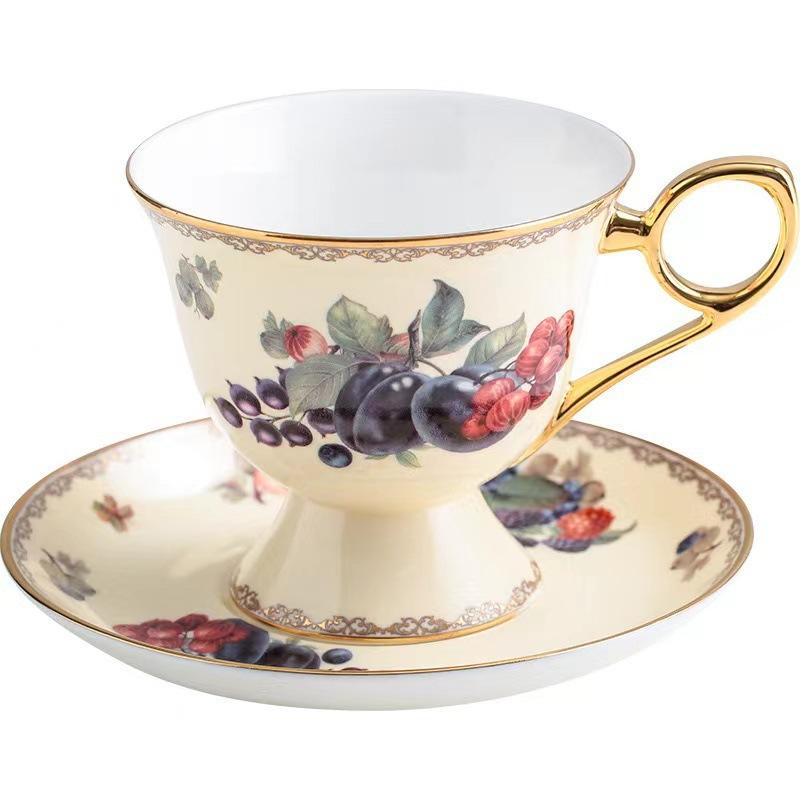 Meidaoye Jing Fruit Coffee Cup Saucer High-End Exquisite Bone China Pair Cup High-End Afternoon Tea Tea Set