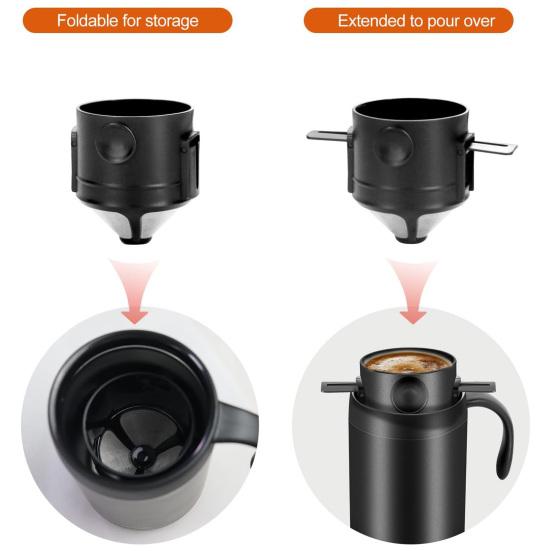 Foldable Portable Coffee Filter Coffee Maker Stainless Steel Drip Coffee Tea Holder Reusable Paperless Pour Over Coffee Dripper