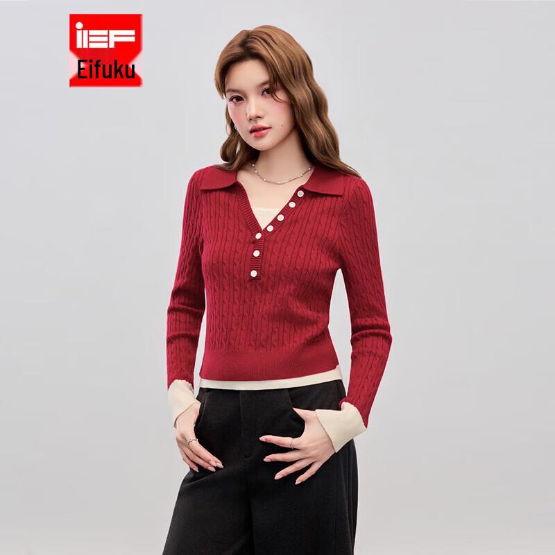 IEF Aiyifu 2026 Spring Faux Two-Piece Knit Sweater One Size