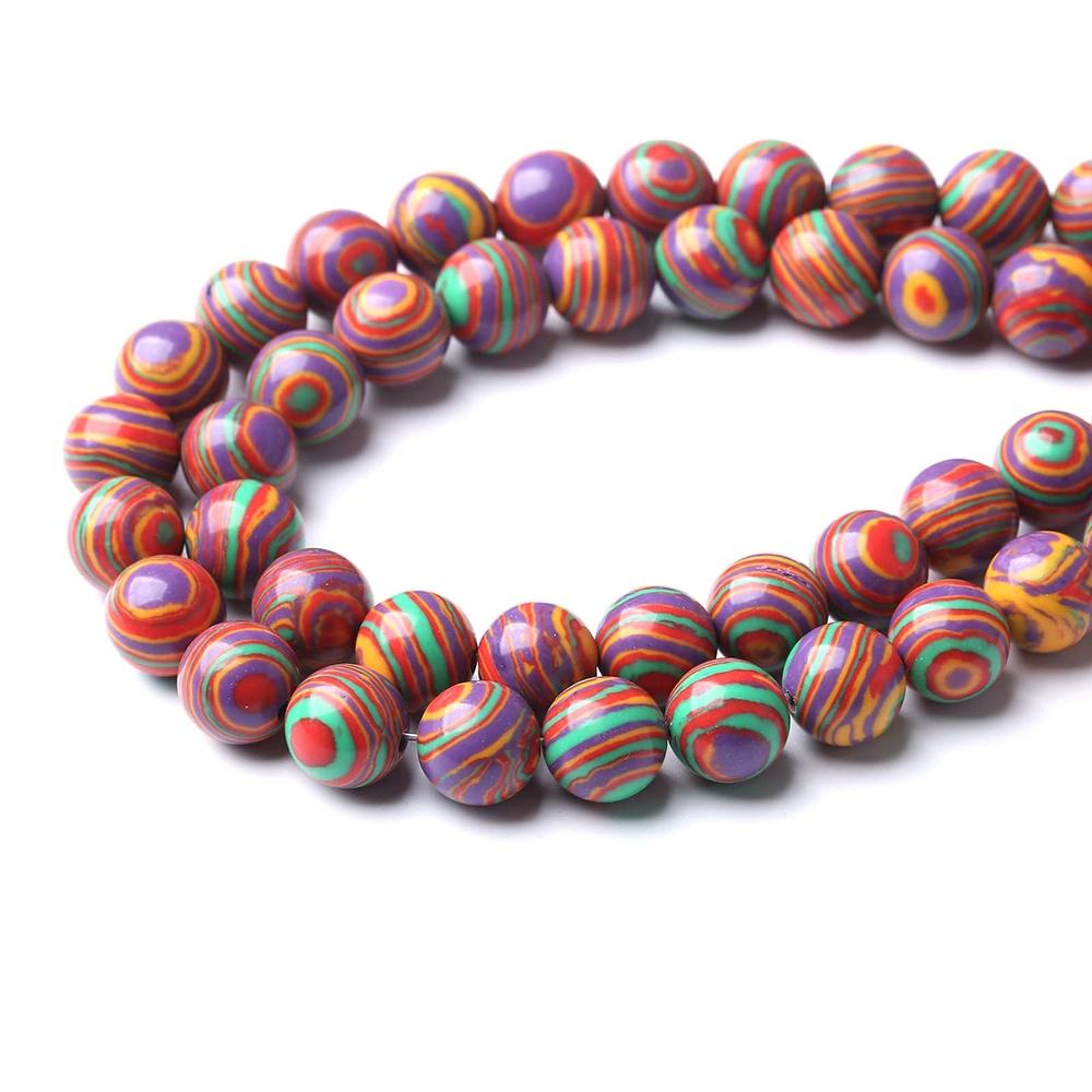 Rote Streifen Malachit Steinperlen Rund 15" Strang Glatt Lose Abstandshalter Perlen 4/6/8/10/12mm für Schmuckherstellung DIY Armbänder Zubehör