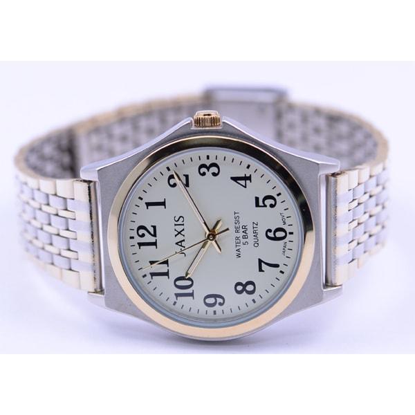 J-AXIS Men's NAG52-T (Easy-to-See Quartz Men's Sun Flame) Round Watch Silver Alloy Analog