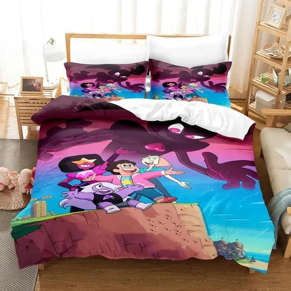 Nytt Kawaii Steven Universe Sängklädesset Enkelt Twin Full Queen King Size Sängset Aldult Barn Sovrum 3D-tryck Anime Lakan Set