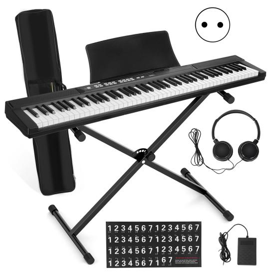 Electronic Keyboard Piano 88 Key Keyboard, Electric with Full Size Semi Weighted Keys, Sustain Pedal, Power Supply, Stand, Carrying Case, Headphone