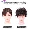 3D Bangs Replacement Piece Hair Covering White Hair Natural Black Color Curly Hair Wig Fashion Short Resistant Synthetic Wigs