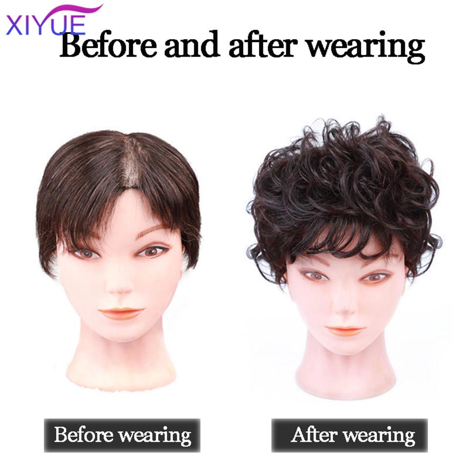 3D Bangs Replacement Piece Hair Covering White Hair Natural Black Color Curly Hair Wig Fashion Short Resistant Synthetic Wigs