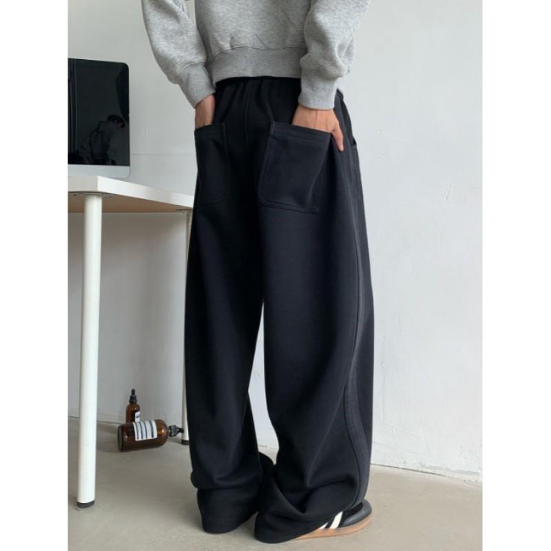 Herren Frühlings-/Herbst-Freizeit-Sport-Hose Locker Gerade Weite Beine Einfarbig Minimalistisch Stilvolle Hose