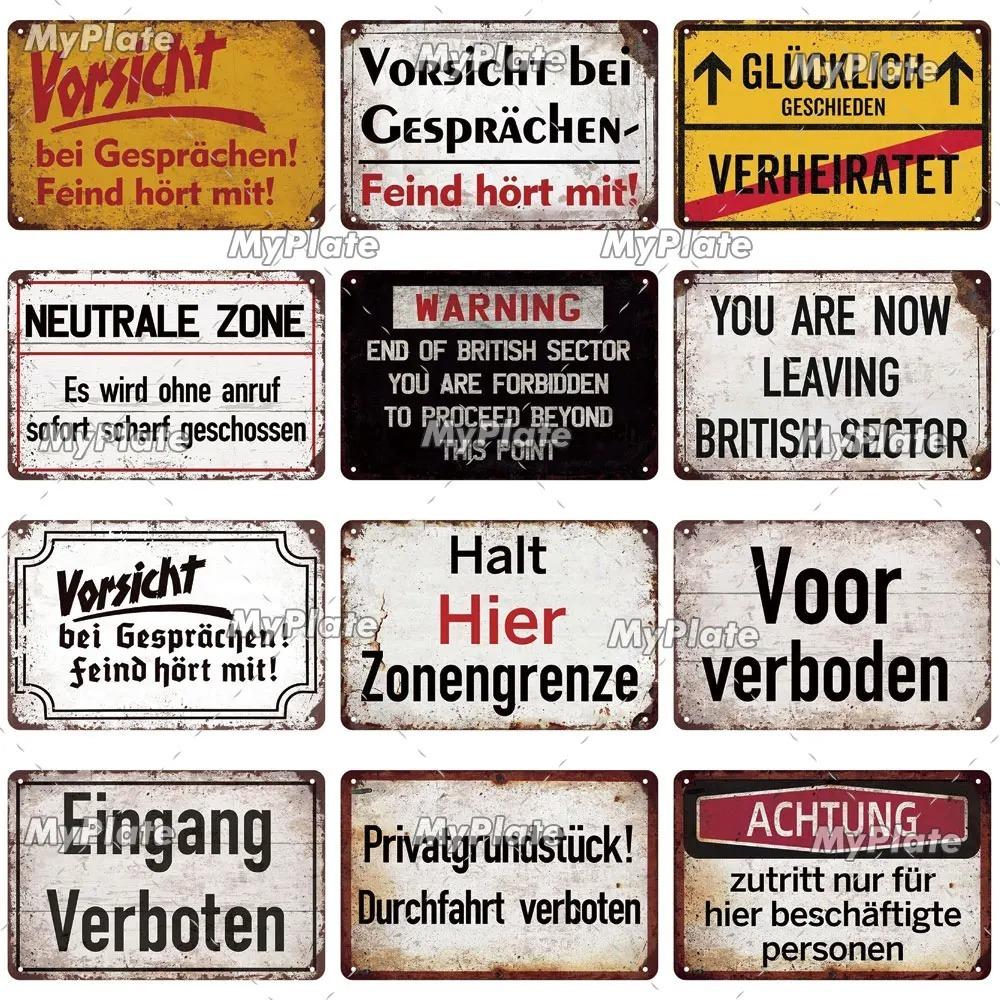 Vintage German Sign Voor Halt Metal Sign Aluminium Sign Decoration Plaque Home Wall Door Decor Bar Sign Home Plate Poster