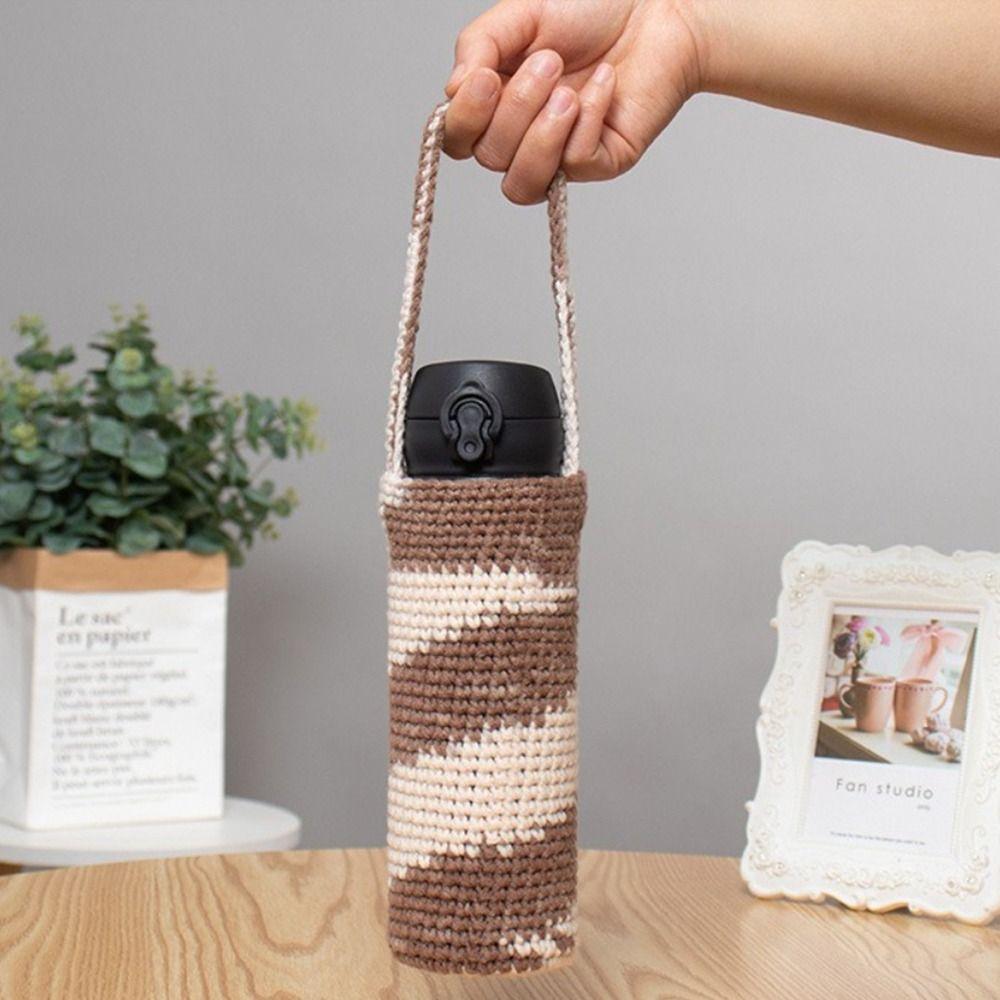 Knitted Crochet Water Bottle Cover Reusable Cup Pouch Cup Sleeve Pouch Water Bottle Accessories