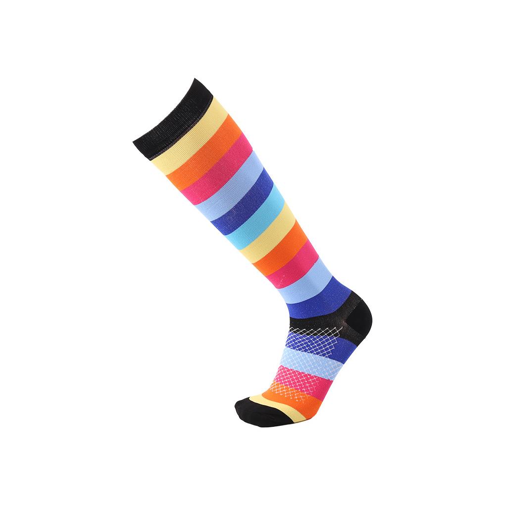 

Compression Socks Running Knee High Stockings Puzzle Protector Calf Elastic Pressure Sock Flower Print Outdoor Hosiery stripe/l/xl
