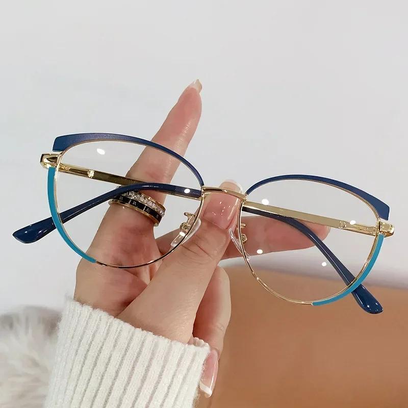 New Anti Blue Light Glasses Fashionable Women Frame Metal Bicolor Myopia Photochromic Glasses Frame Gafas De Lectura Mujer