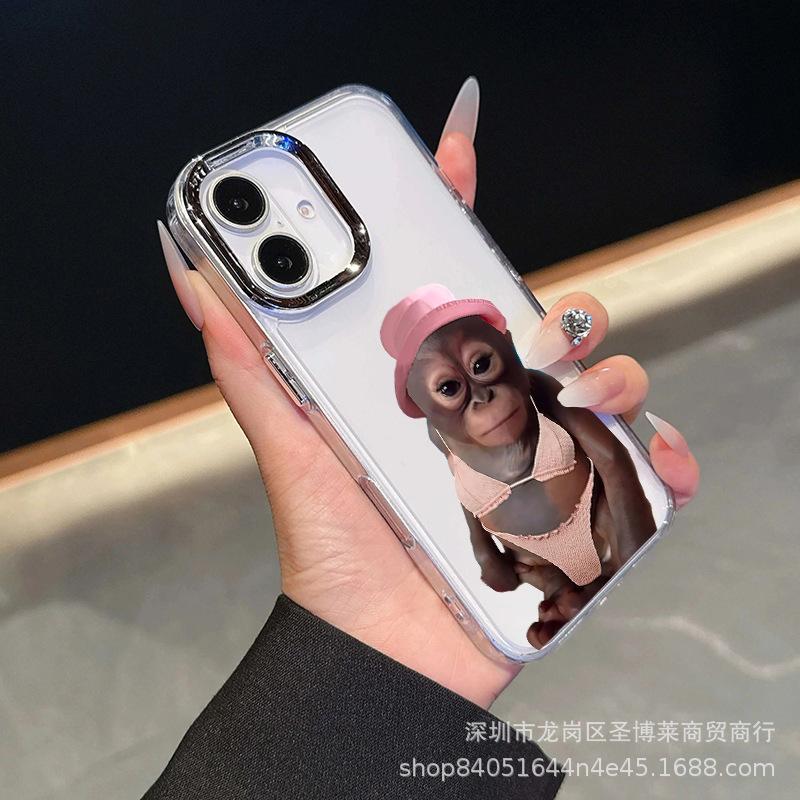 Trend Monkey Suitable for iPhone15promax mobile phone case Apple 16 electroplated photo frame 14/13 protective case 17