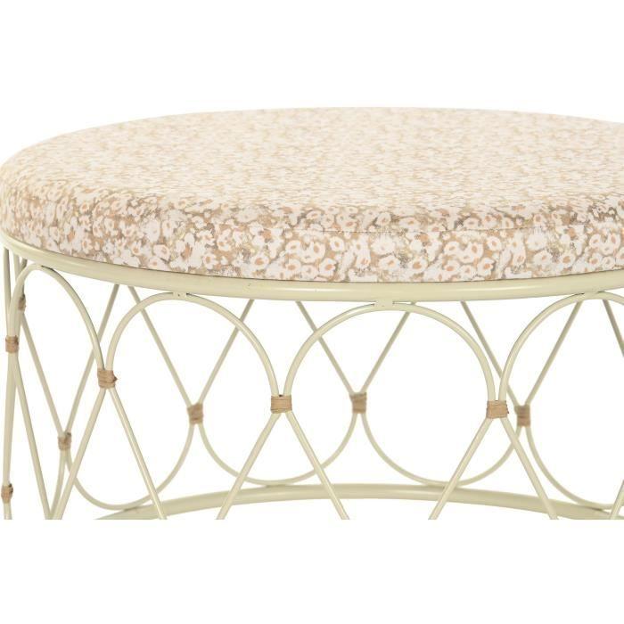 Table d'appoint - Blanc - Métal - 48 x 48 x 30 cm - Design boho