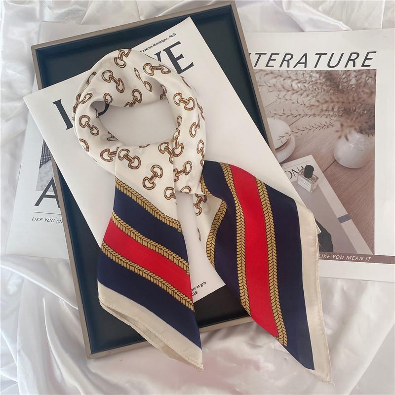 Luxury Desig Cashew Print Square Scarf Women’s Summer Breathable Silk Bandanna Luxury Female Neckerchief Fashion Hijab Gift 70cm