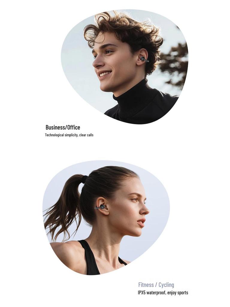 2026 Wireless Bone Conduction Ear Clip Earphones - Large Volume, Noise Reduction, Ultra-long Battery Life