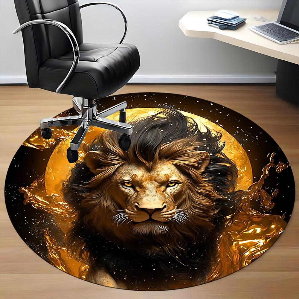 1pc Lion Moon Office Round Area Rug, Indoor Mat Suitable ForOffice, Under Office Chairs Bedroom Living Room Home Decor, Room Deco,  N71