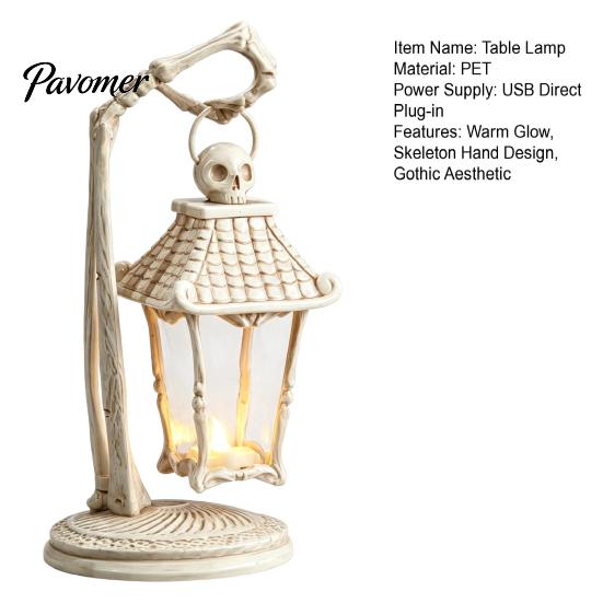 Unique Skeleton Gift for Goths LED Hand Lantern, Gothic Bone Table Lamp, USB Flameless Lamp Powered Spooky Decorative Light Halloween Party,