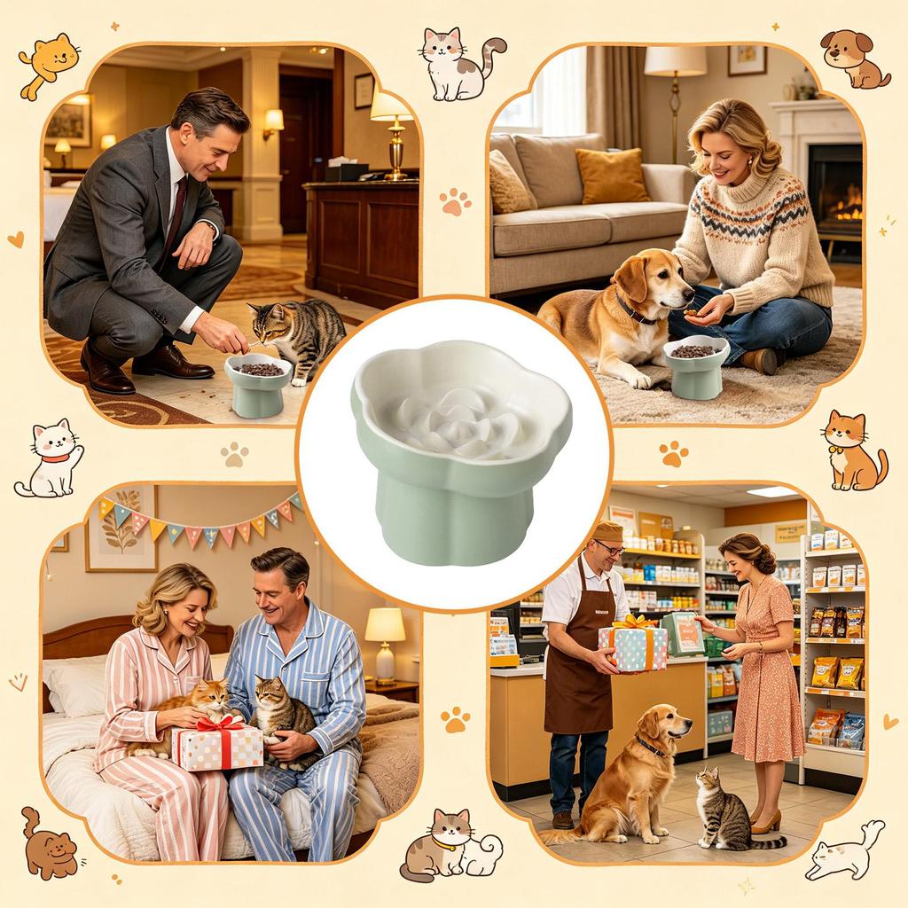 Cat Food Bowl Slow Feeder Kitten Licking Interactive Bowl Anti-Slip Puppy Slow Feeder For Indoor Home Kitchen Living Room