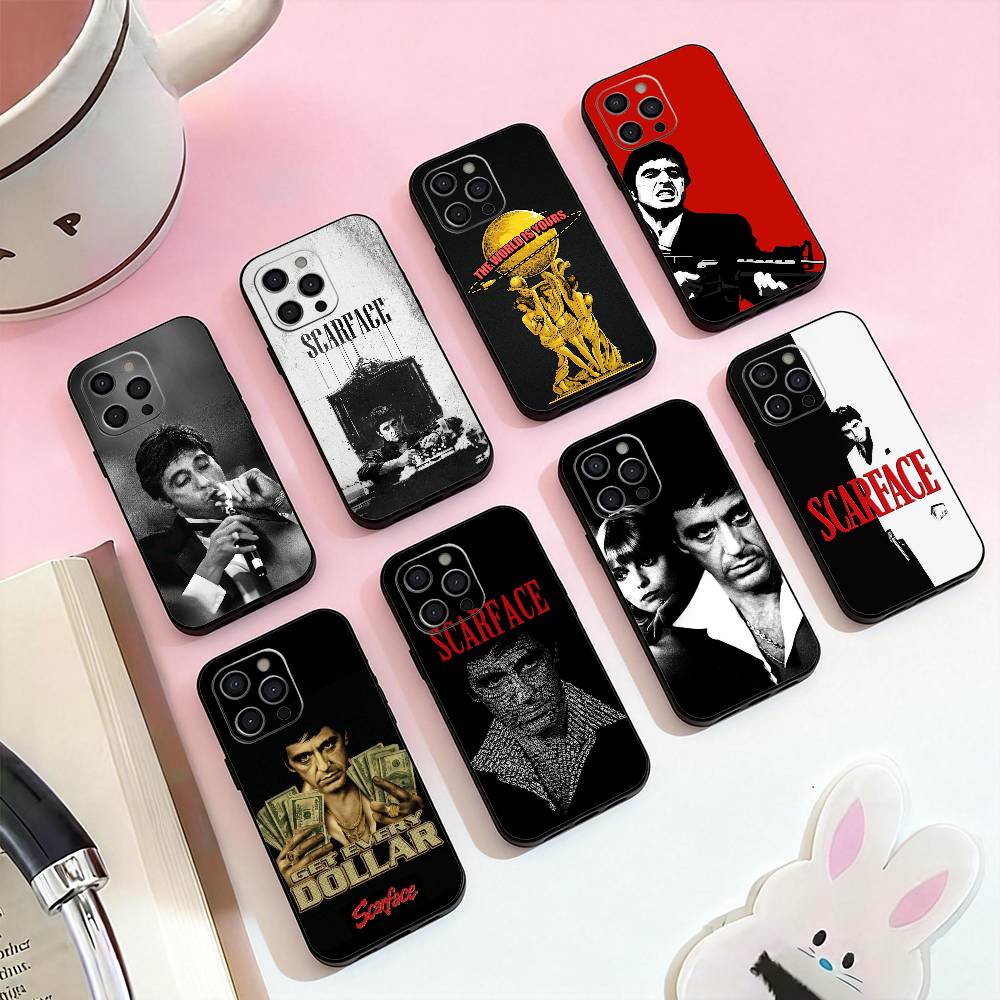 Classic Movie Scarface Phone Case For iPhone 17,16,15,14,13,12,11 Plus,Pro Max,Soft Silicone Black Cover