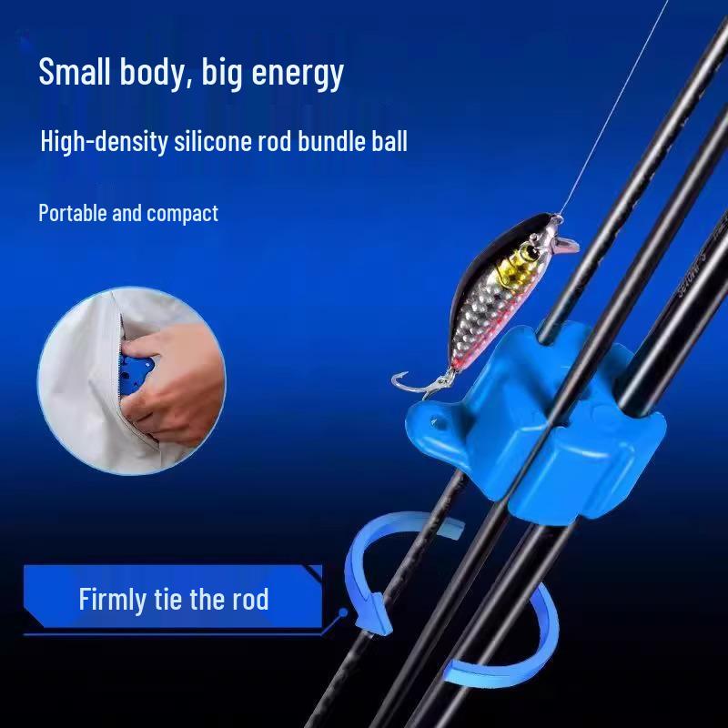 Fishing Rod Tie & Lure with Hook Protector - Silicone Strap & Ball Puller