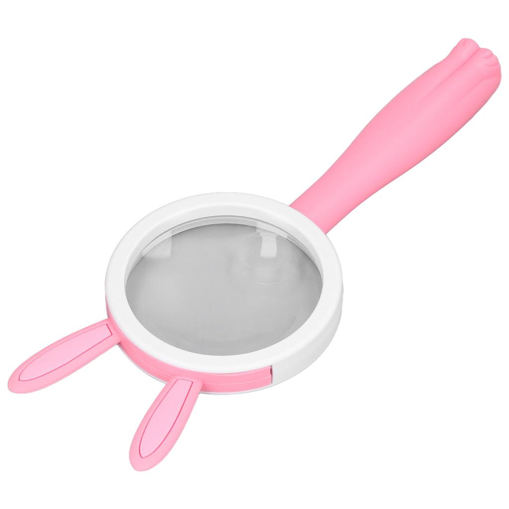 Magnifier Plastic Handle Cartoon Pink Rabbits Handheld HD ABS Comfortable Grip Reading Magnifying Glass