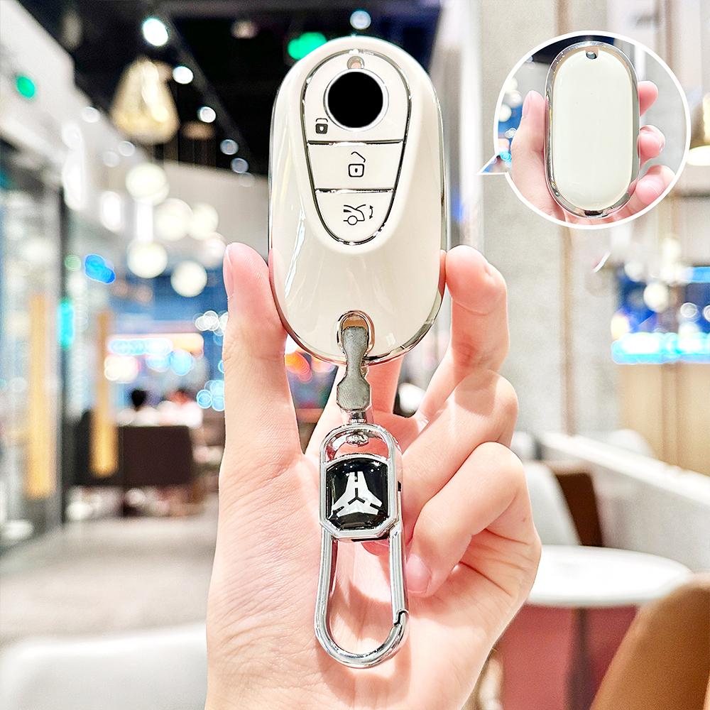 Smart Remote Car Key Case Cover Fob Bag For Mercedes Benz Eqs Eqe Class W206 W214 W223 C236 C E S Cle Glc Keyless Protector