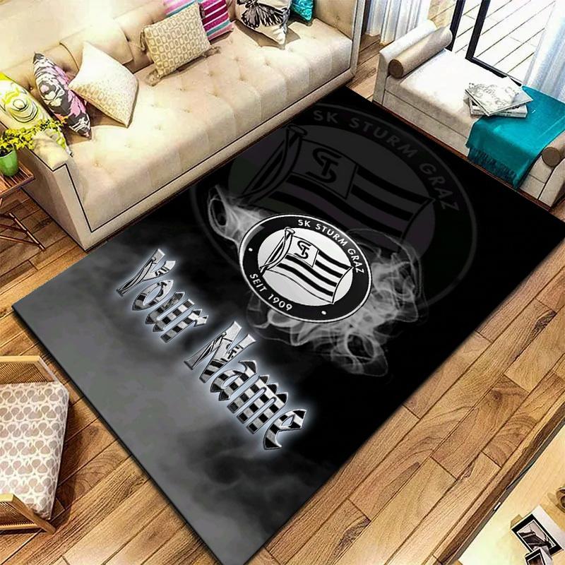 Sk Sturm Graz Crest Custom Name Carpet Rug For Living Room Bedroom Home Sofa Decoration Kids Play Nonslip Floor Mat