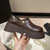 Loafers Women's 2025 Summer New Soft Leather Versatile Round Head Platform British Style Small Leather Shoes One-pedal Single Shoes