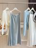 High-End Satin Mermaid Skirt for Women - Spring 2026 A-Line High Waist Slimming Drape Long Skirt