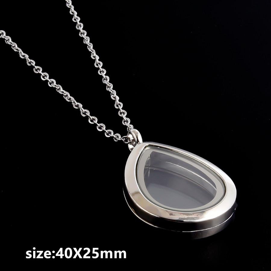 1pcs Alloy Pendant Magnet Locket Necklace Water Droplet Rectangle Heart Necklaces For Women Men DIY Photo Stainless Steel Chains