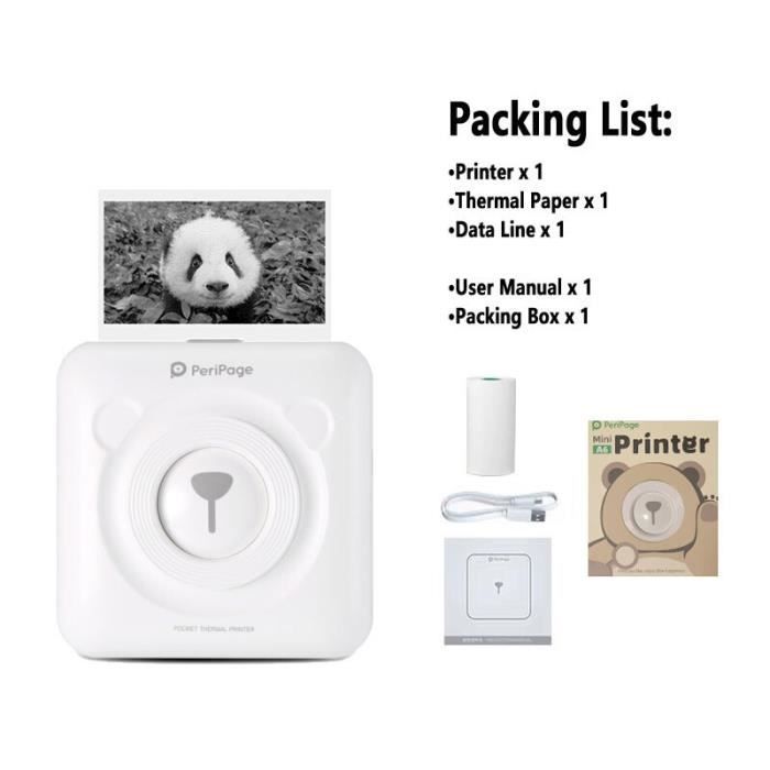 

Toutes nos imprimantes,Mini imprimante de poche péripage A6 pour Android IOS,outil d impression de photo thermique- White printer